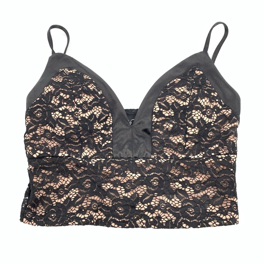 Windsor Full Lace Camisole Spaghetti Strap Tank Top Cami Size Small Black Nude S